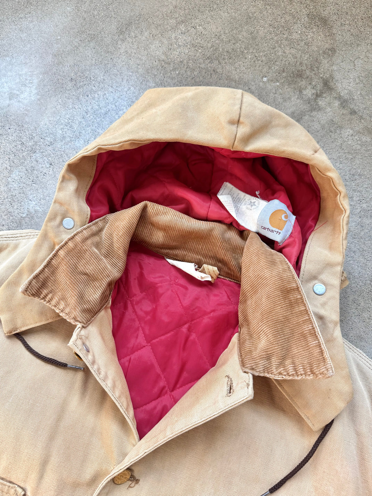 Vintage 1989 Carhartt “100 Years” Insulated Duck Canvas Hooded Chore Coat | Large
