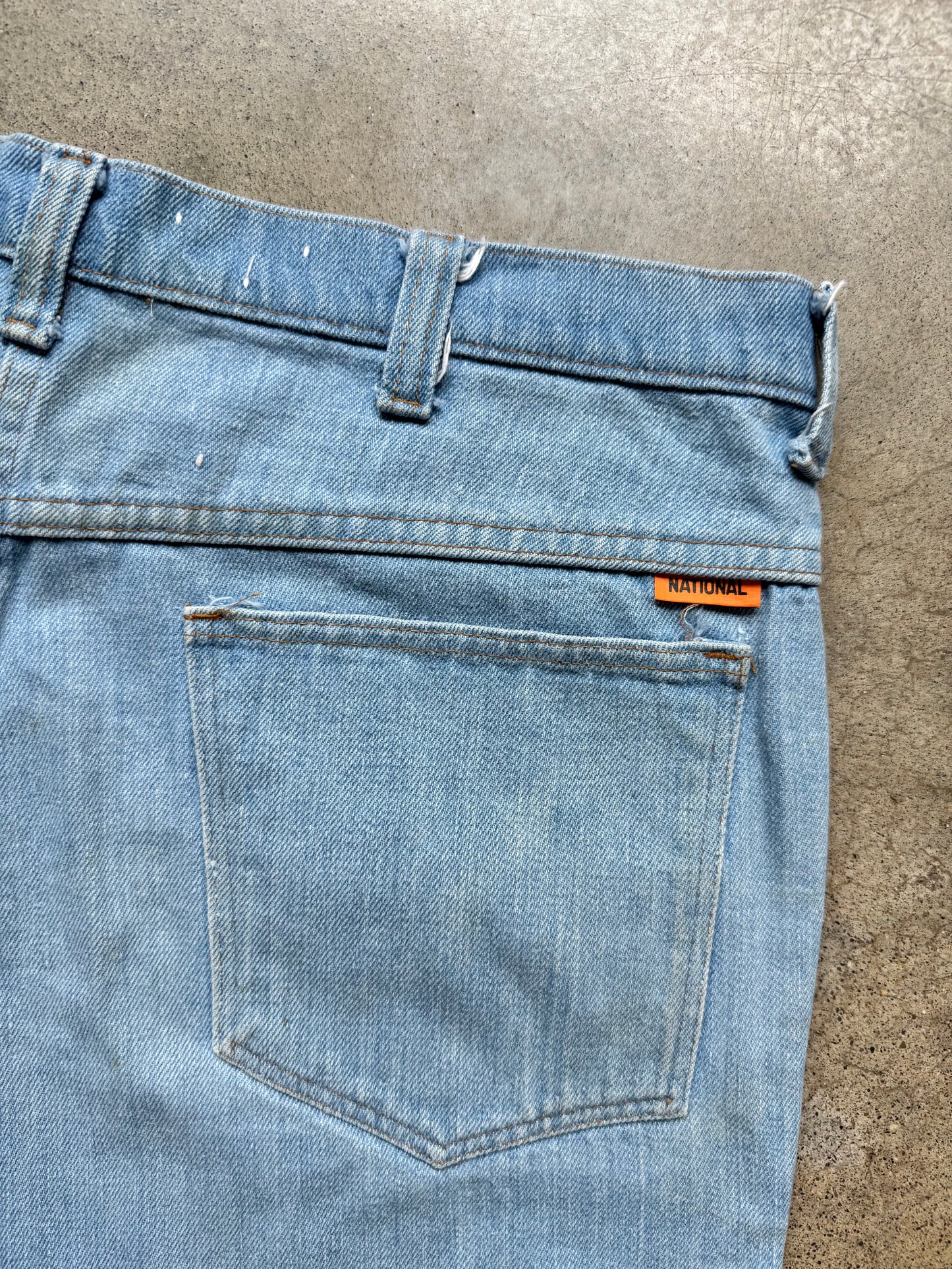 Vintage 1970s National Jeans Denim Utility Bush Shorts | Waist 36”