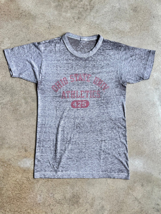 Vintage 1970s/80s Worn Heather Grey Ohio State Athletics Tee | Small