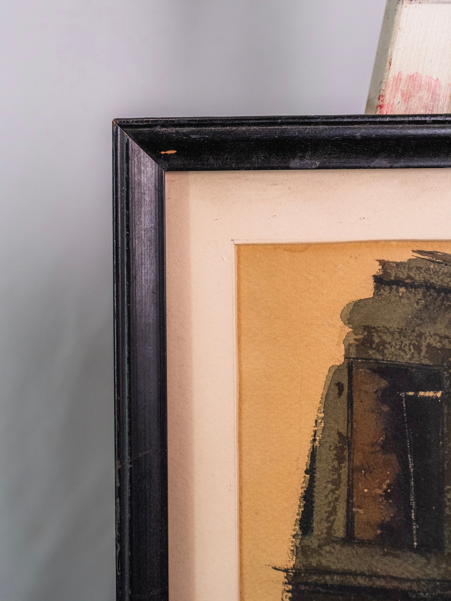 Vintage 1930s Framed & Signed Elof Wedin "Dark Room" Watercolor Art