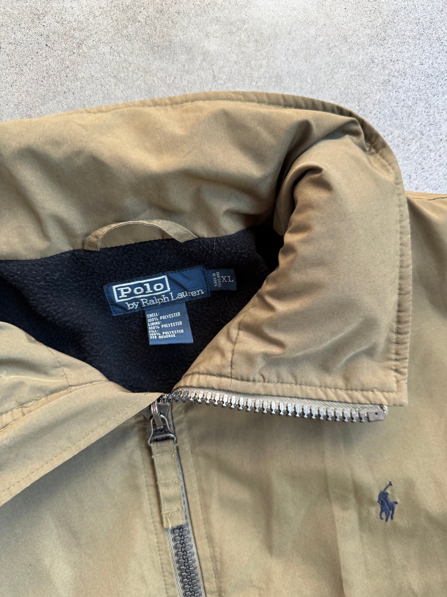 Vintage 1990s Polo Ralph Lauren Olive Green Windbreaker Jacket | XL