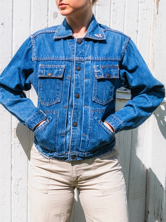Vintage 1960s Type II Selvedge Denim Butterfly Patch Jacket | Small