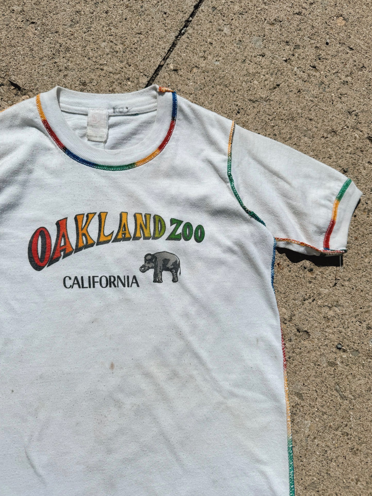 Vintage 1970s Oakland Zoo Rainbow Stitch Youth T-Shirt