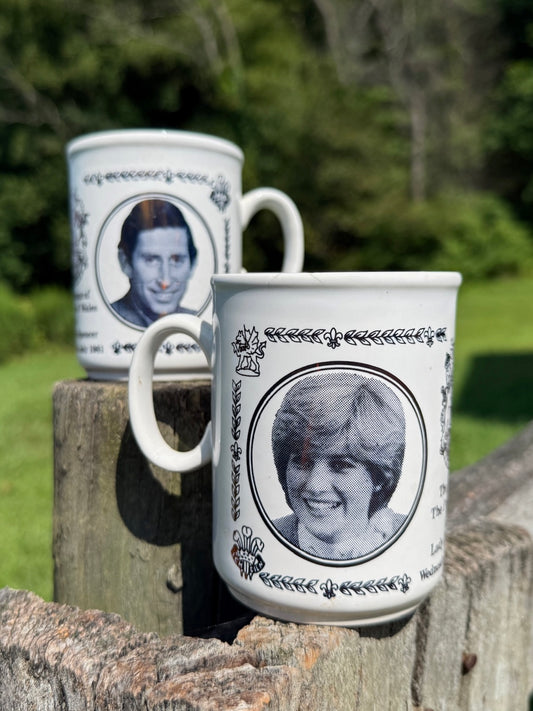 Vintage 1980s Prince Charles & Princess Diana Coffee Mugs | Set of 2