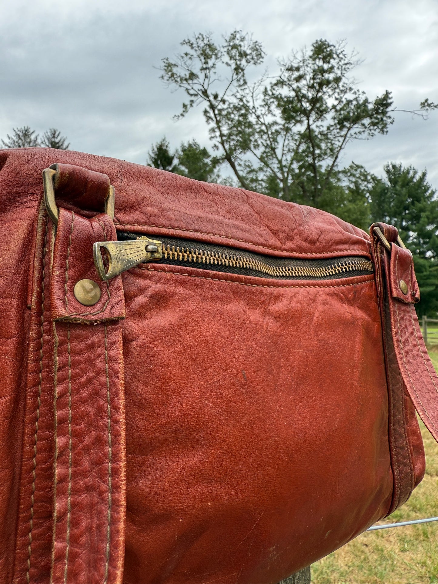 Vintage 1970s Burgundy Leather Shoulder Bag
