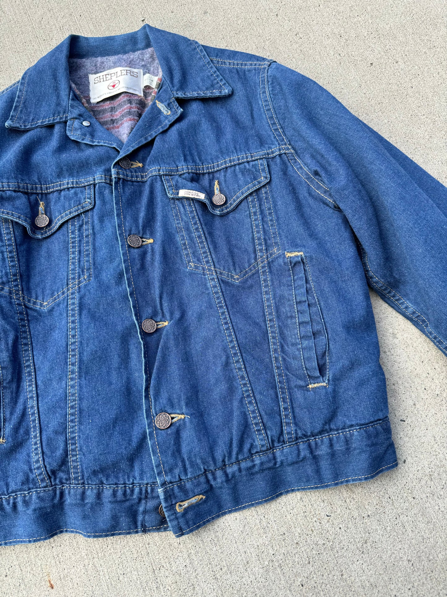 Vintage Sheplers Blanket Lined Denim Jacket | Medium