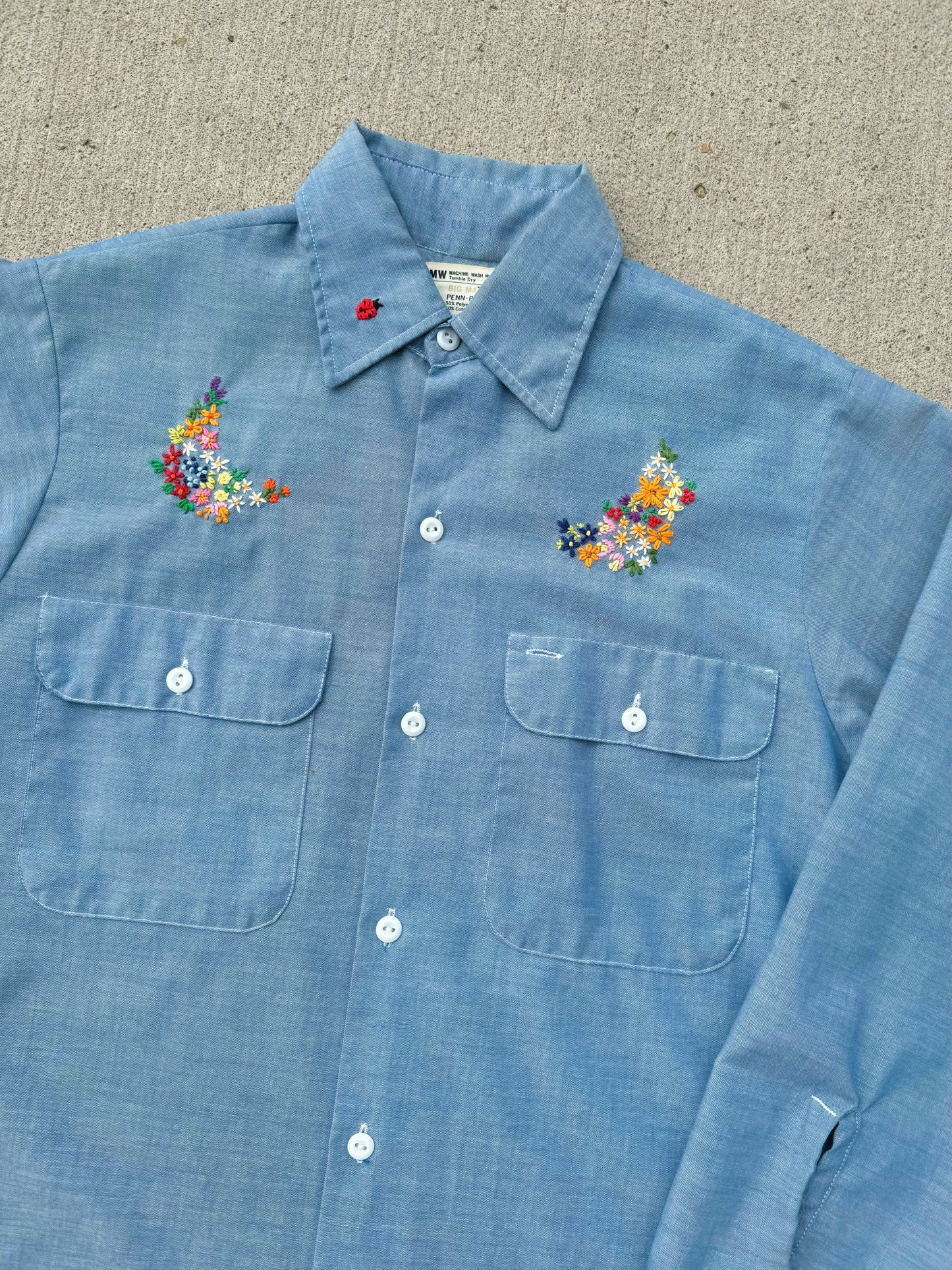 Vintage 1970s Hand Embroidered Big Mac Button Down Shirt