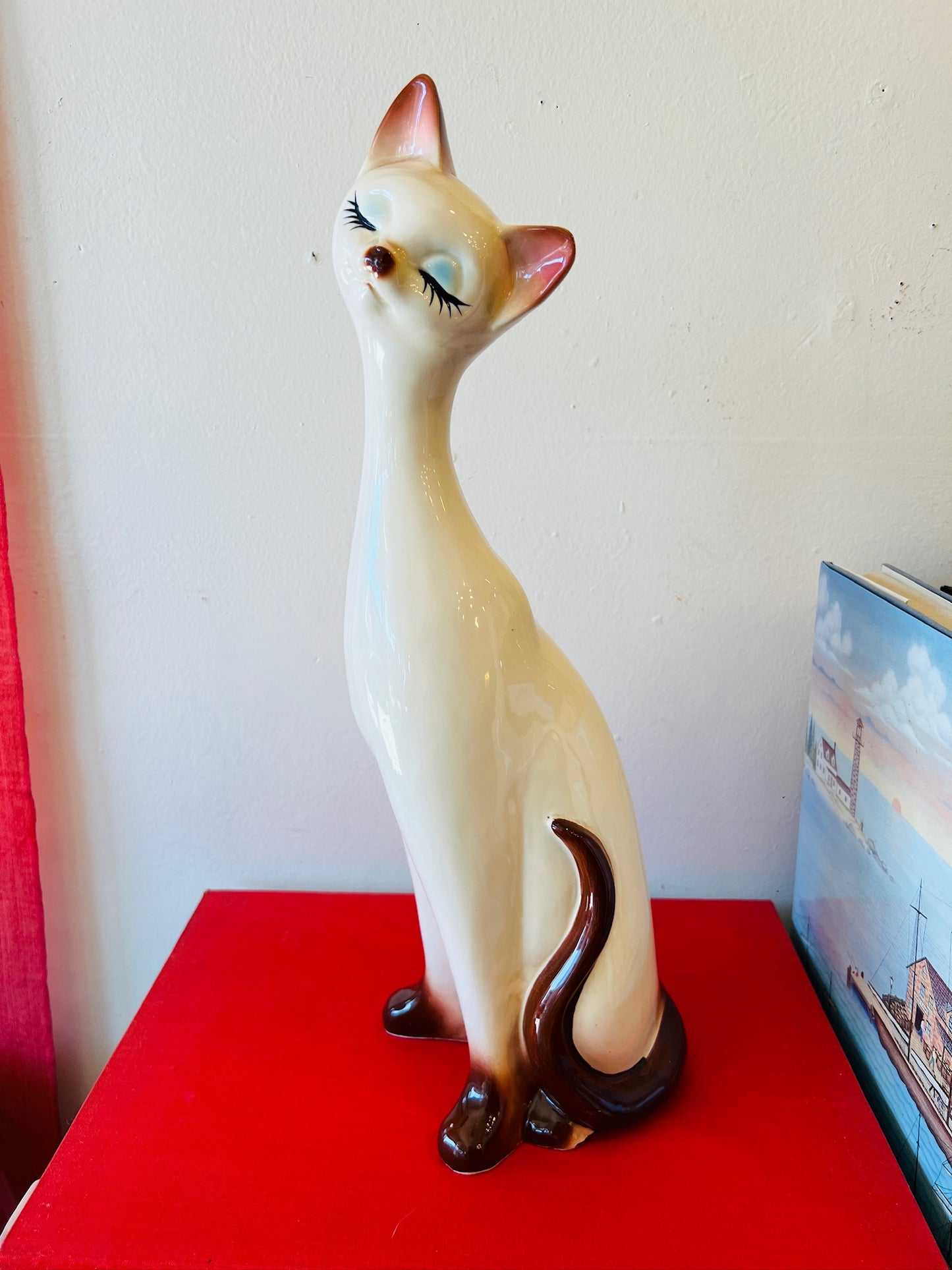 Vintage MCM Ceramic Siamese Cat Statues | Set of Two