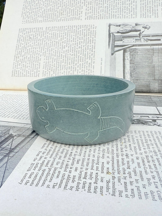 Soapstone Lizard Etched Dish
