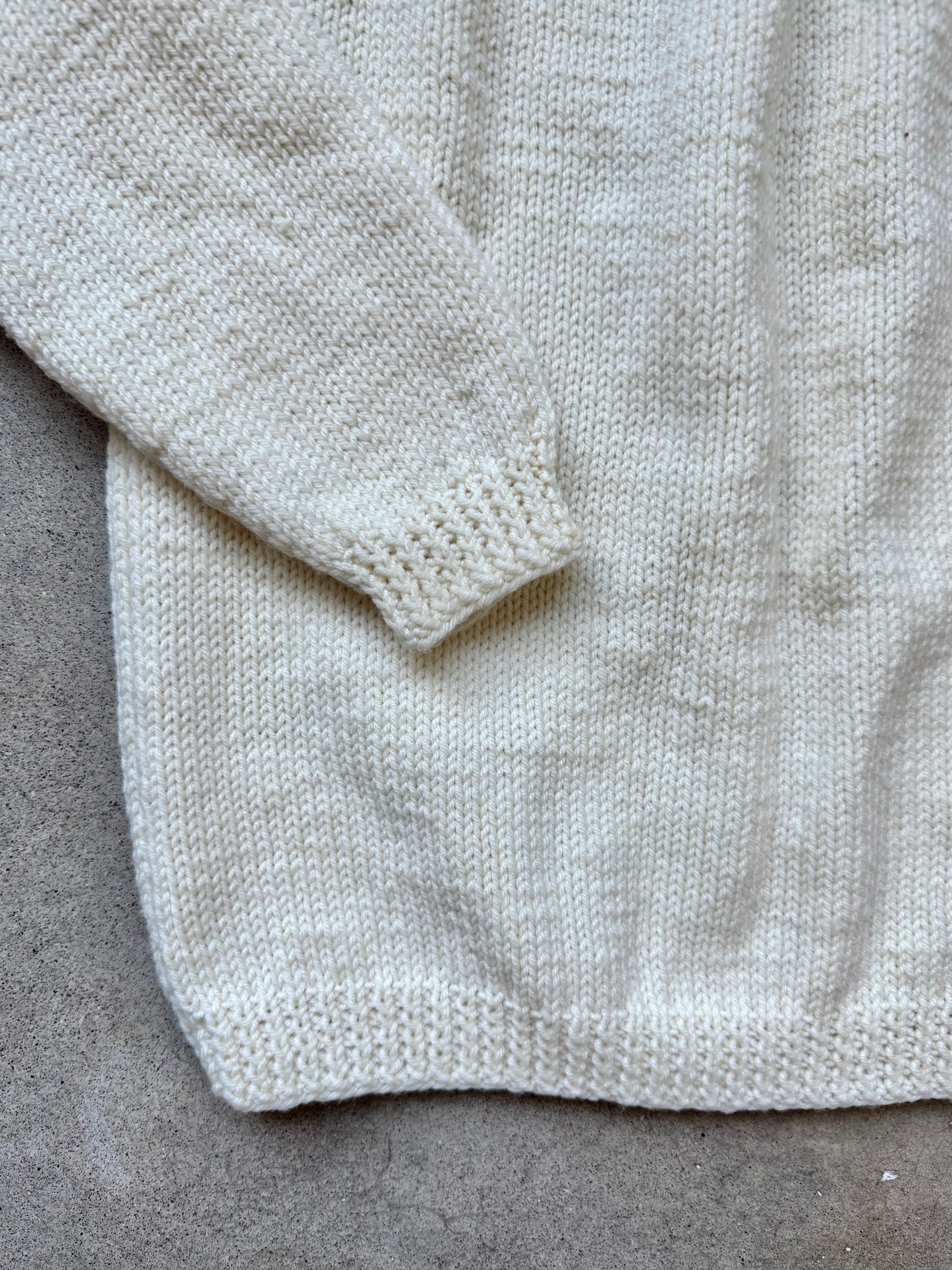 Vintage Cream Hand-Knit Nordic Yoke Sweater | Large