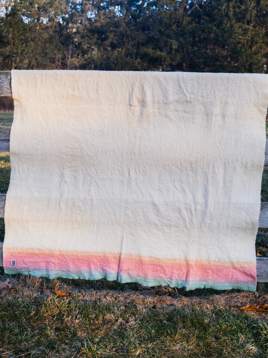 Vintage 1940s Mossfield Porritts & Spencer Pastel Striped Wool Blanket