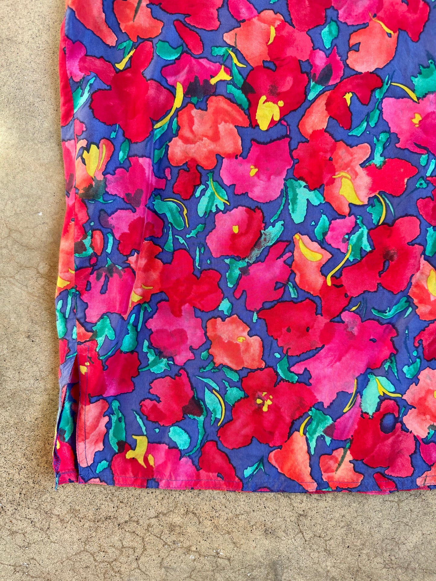 Vintage 1980s/90s Express Floral Print 100% Silk Tank Top | Large