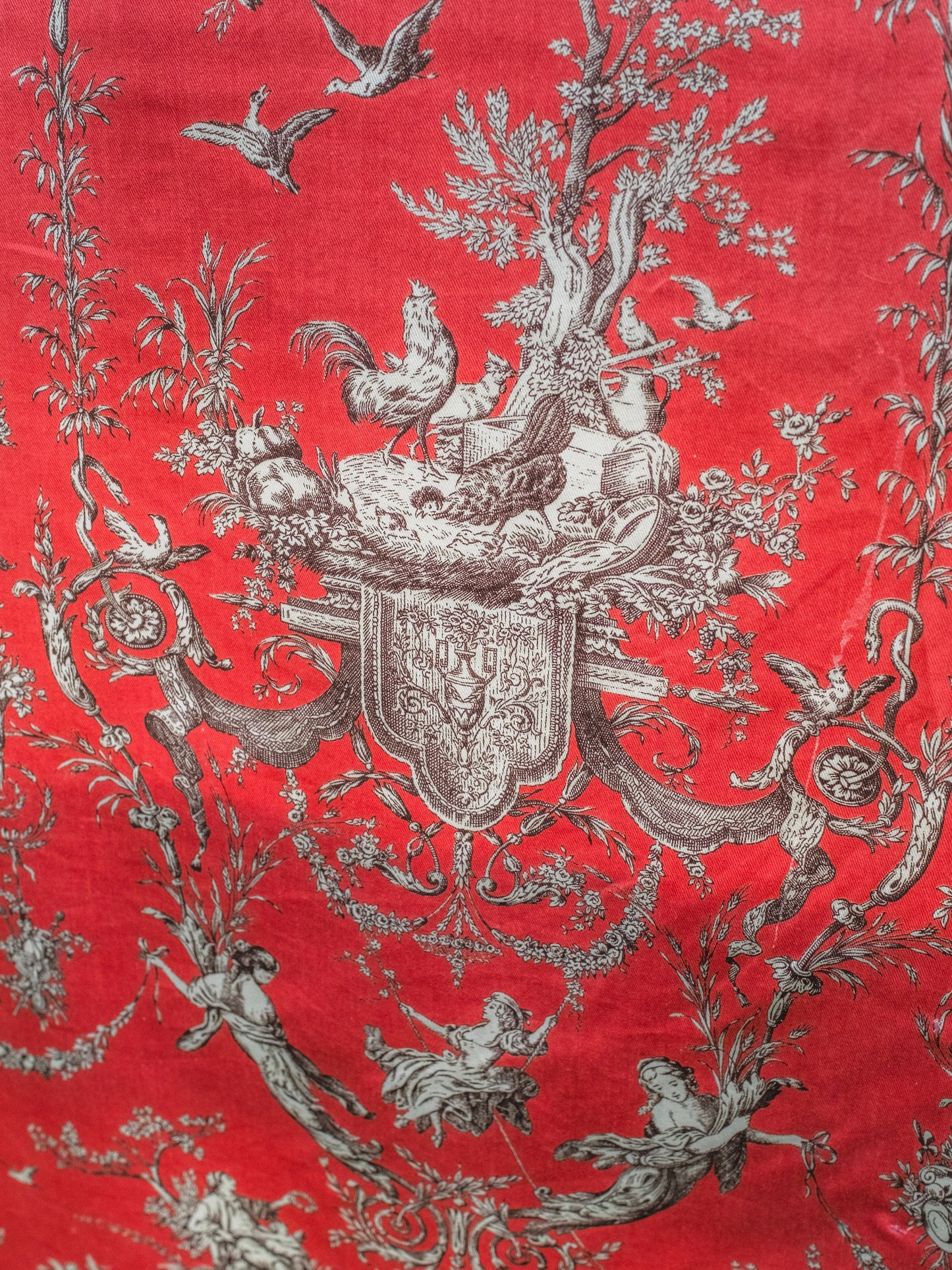 Vintage Pink Toile Pattern Wall Tapestry