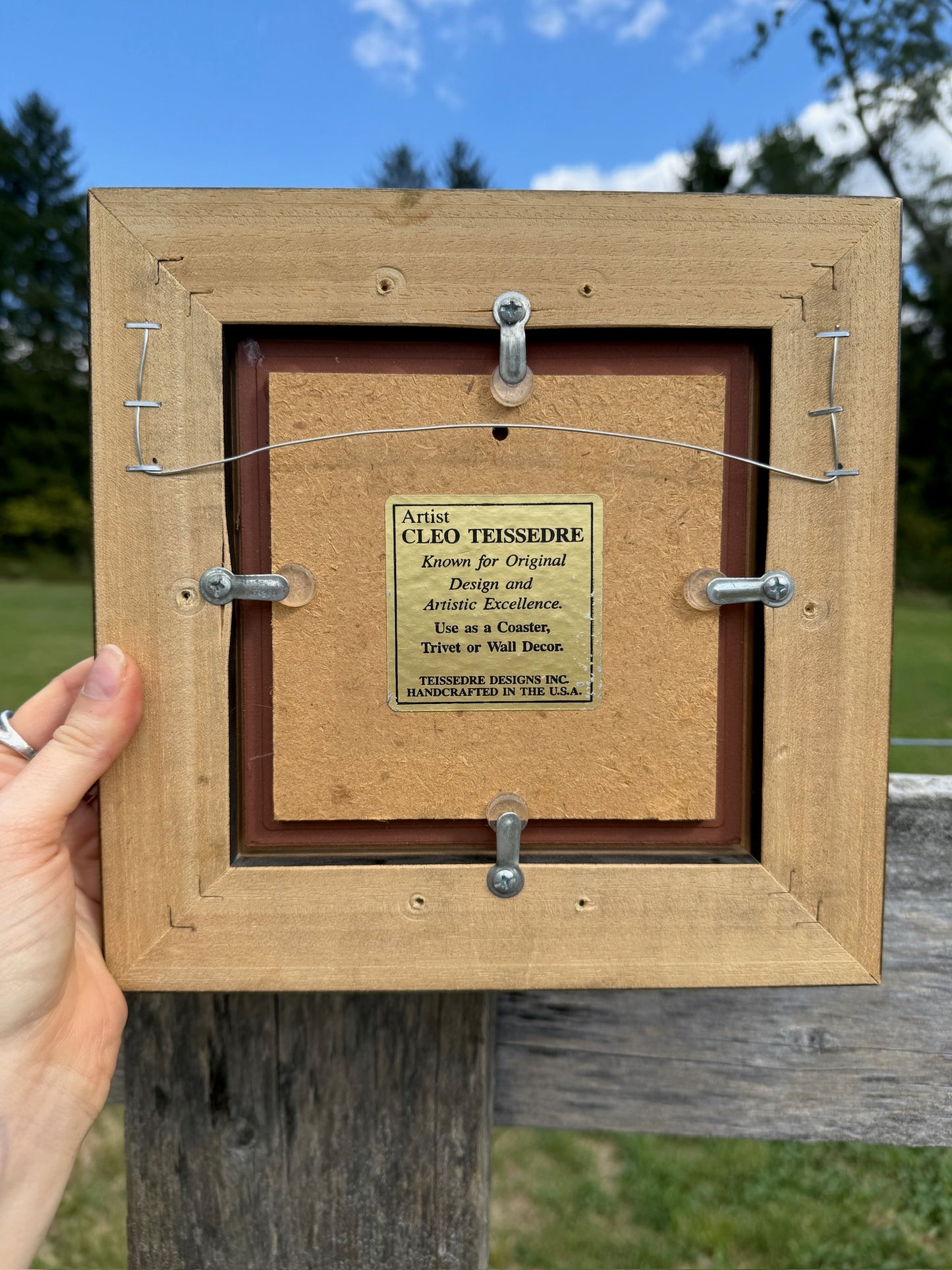 Vintage 1980s Teissedre Framed Ceramic Horse Tile