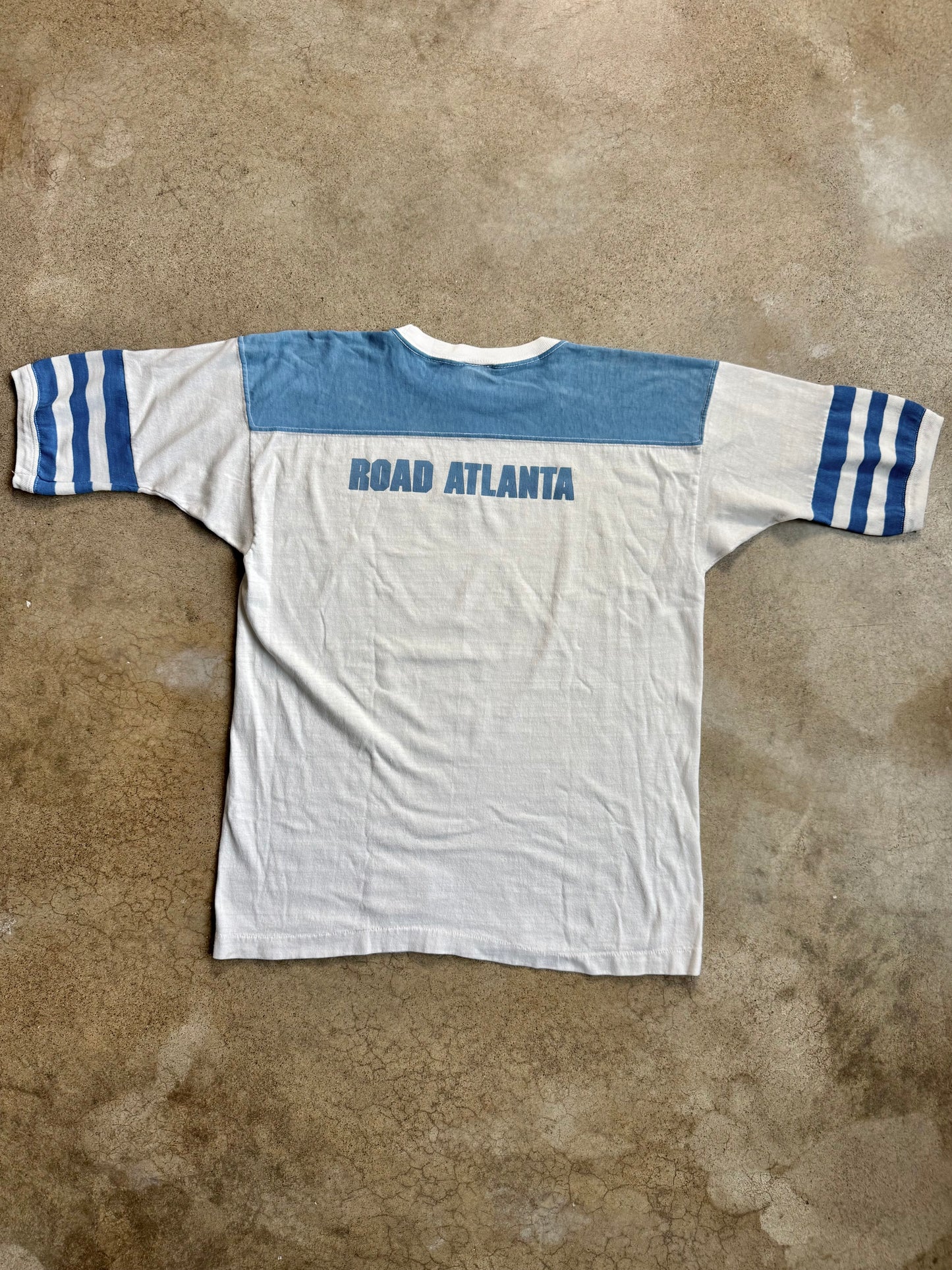 Vintage 1970s Road Atlanta Racing Blue & White Athletic Tee | Large