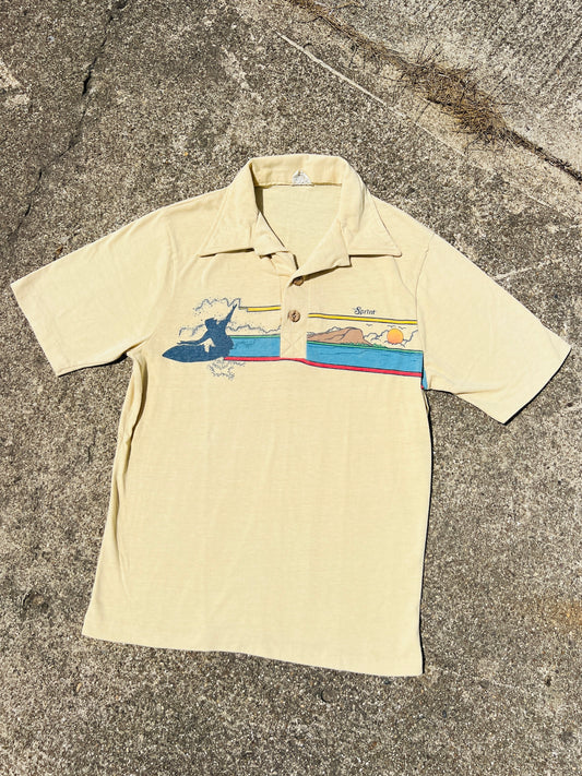 Vintage 1970s Sprint Surf Graphic Short Sleeve Polo Shirt