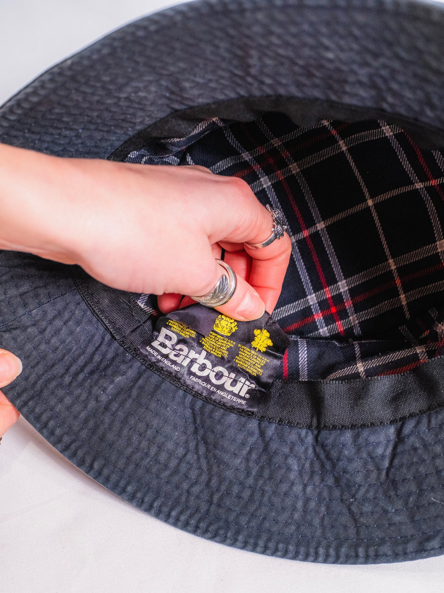 Vintage Barbour Black Waxed Cotton Bucket Hat