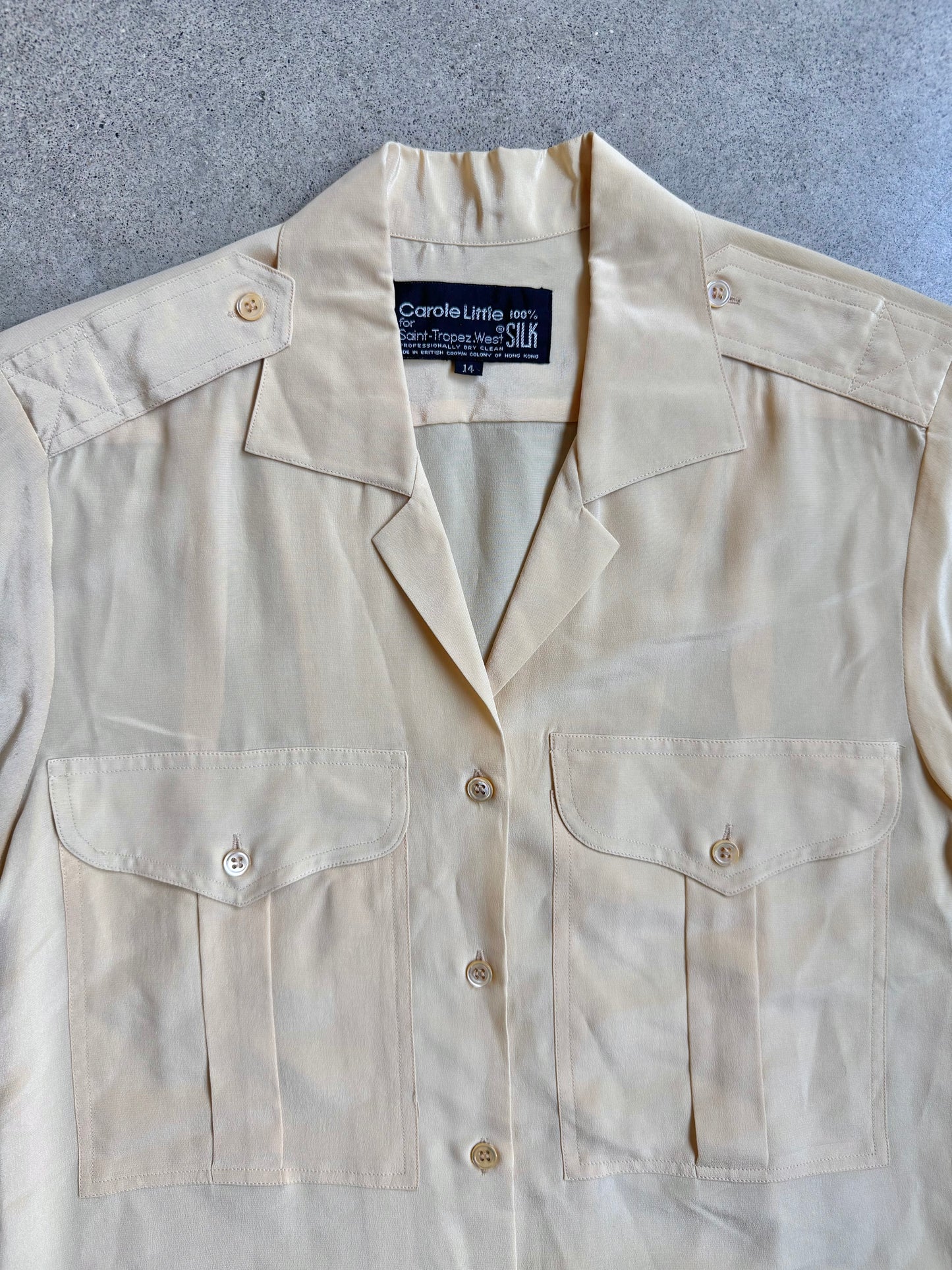 Vintage 1970s Carole Little for Saint-Tropez West 100% Silk Utility Shirt | Medium