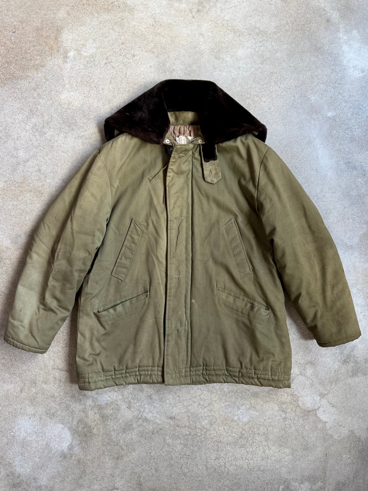 Vintage 1940s/50s Distressed Military Parka Jacket | Large