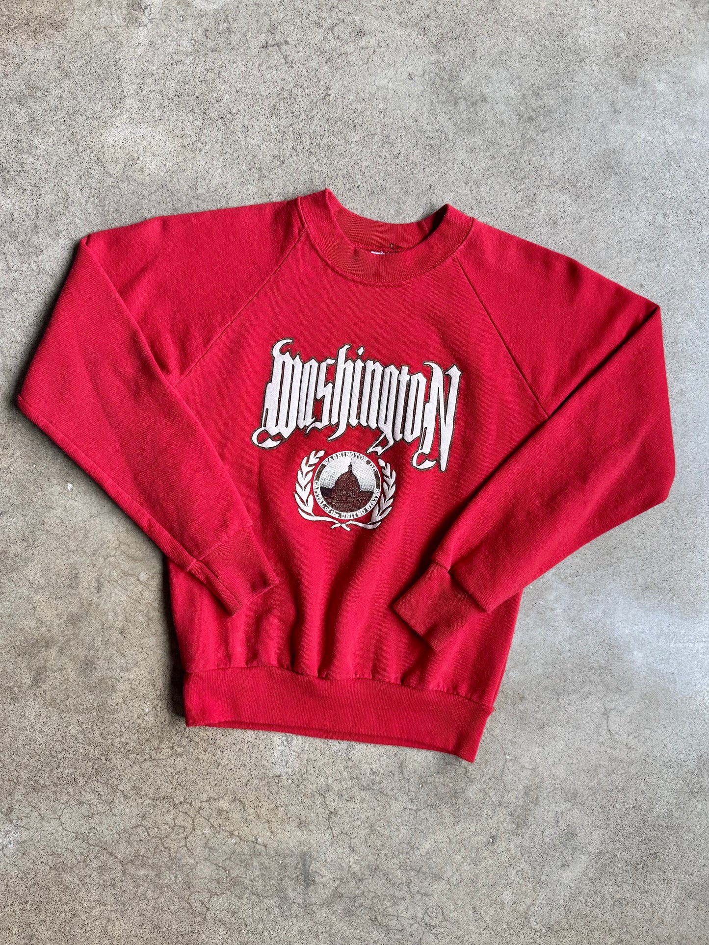 Vintage 1980s Washington DC Graphic Raglan Sweatshirt | Youth M