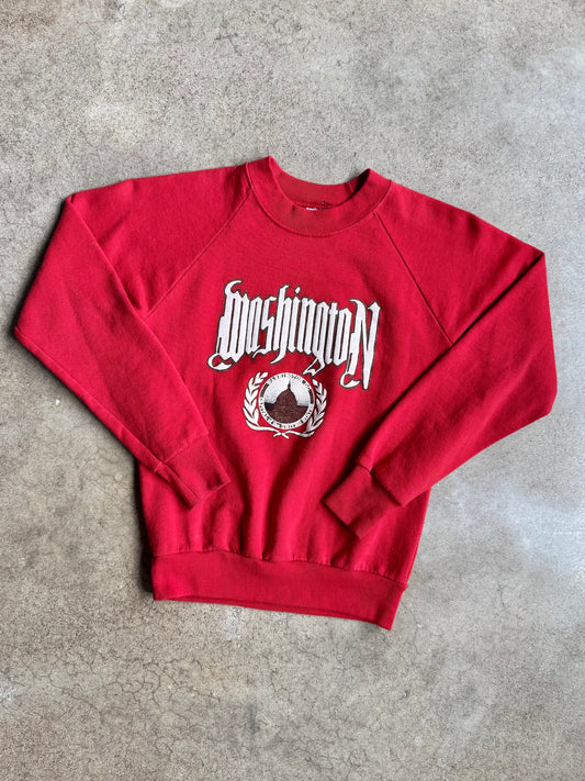 Vintage 1980s Washington DC Graphic Raglan Sweatshirt | Youth M