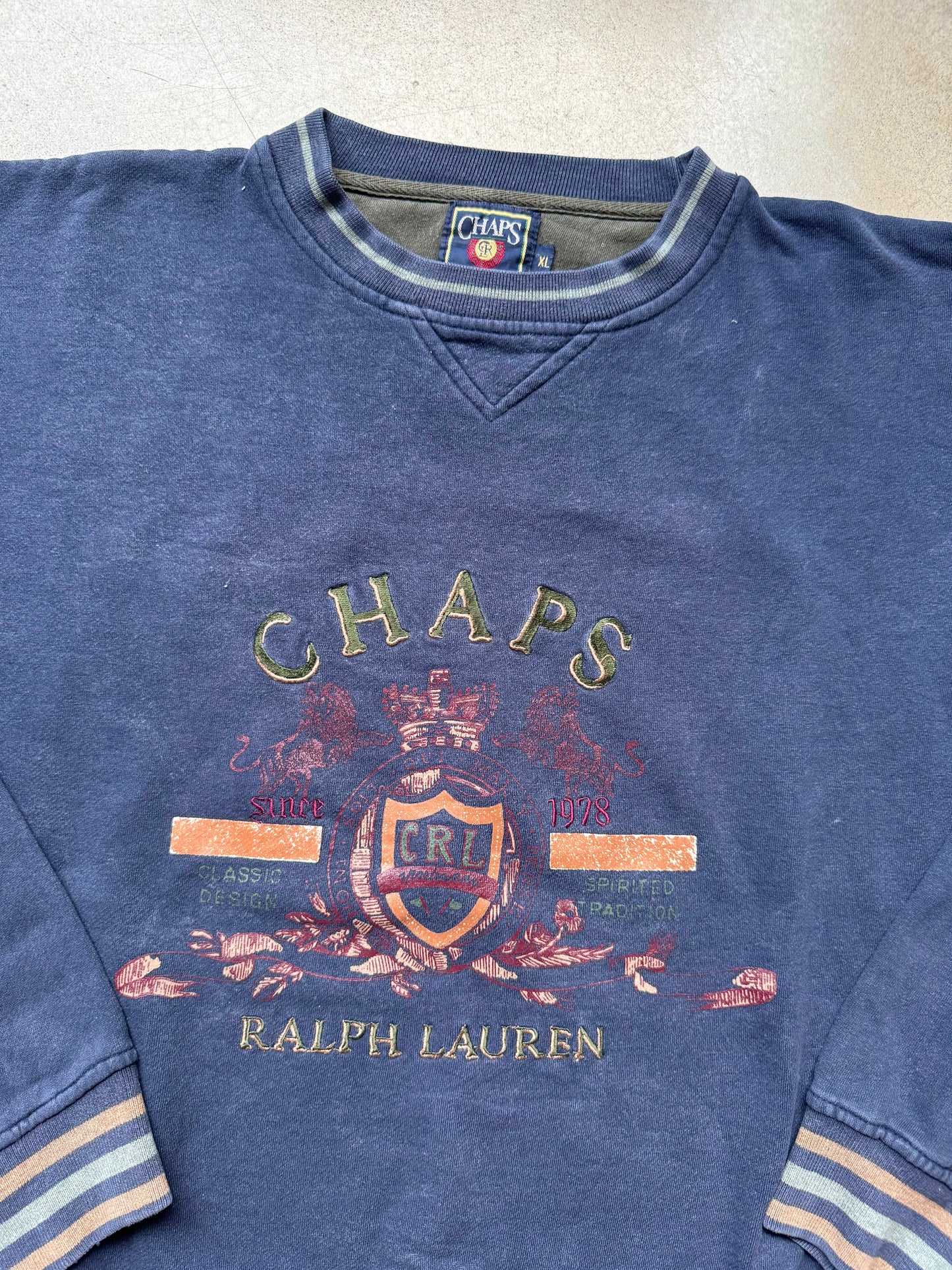 Vintage 1990s Chaps Ralph Lauren Embroidered Crewneck Sweatshirt | XL