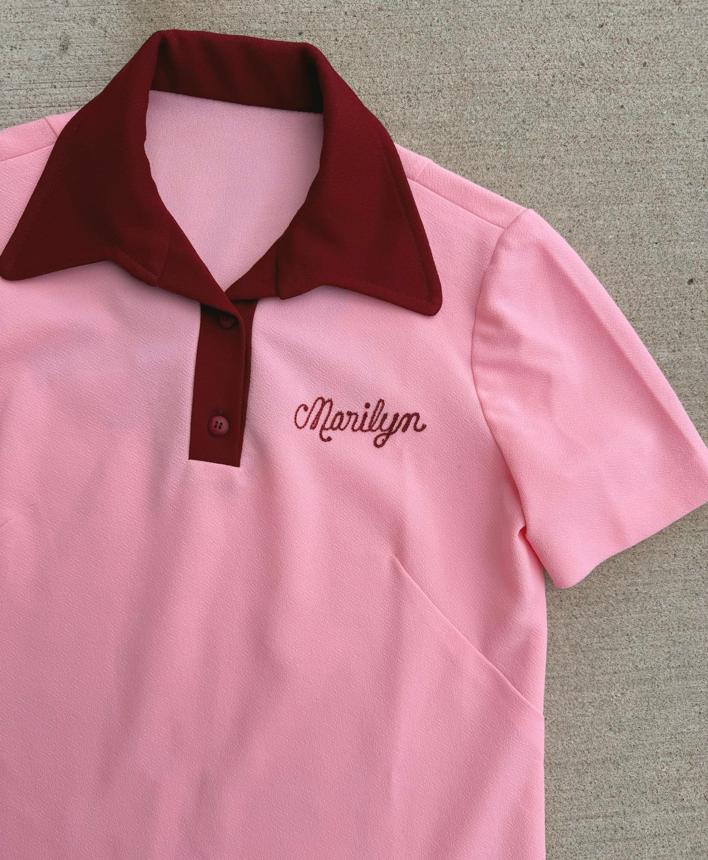 Vintage Hill & Hamilton Marilyn Chainstitch Pink Bowling Shirt