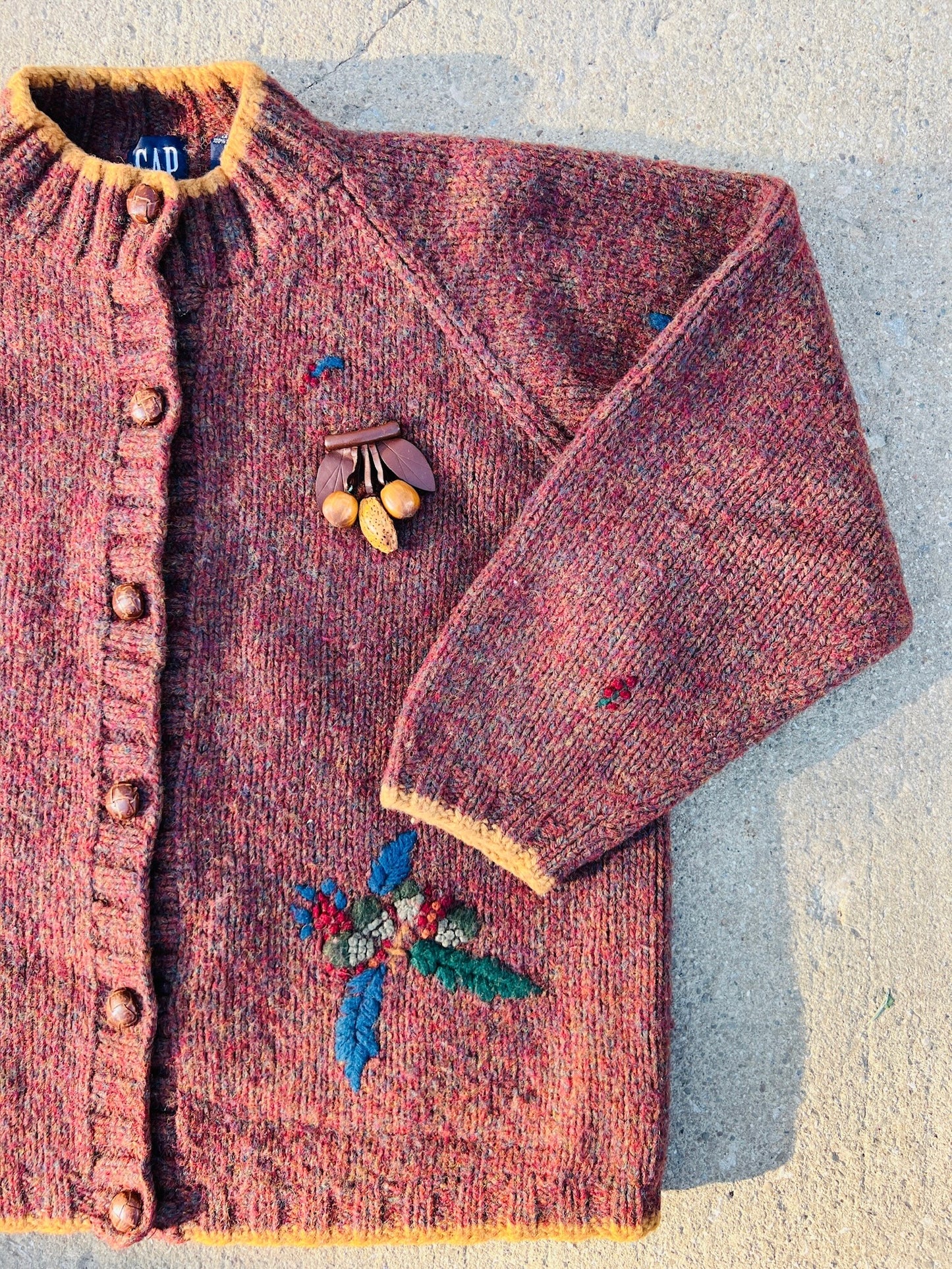 Vintage 1990s Gap Hand-Knit Shetland Wool Cardigan