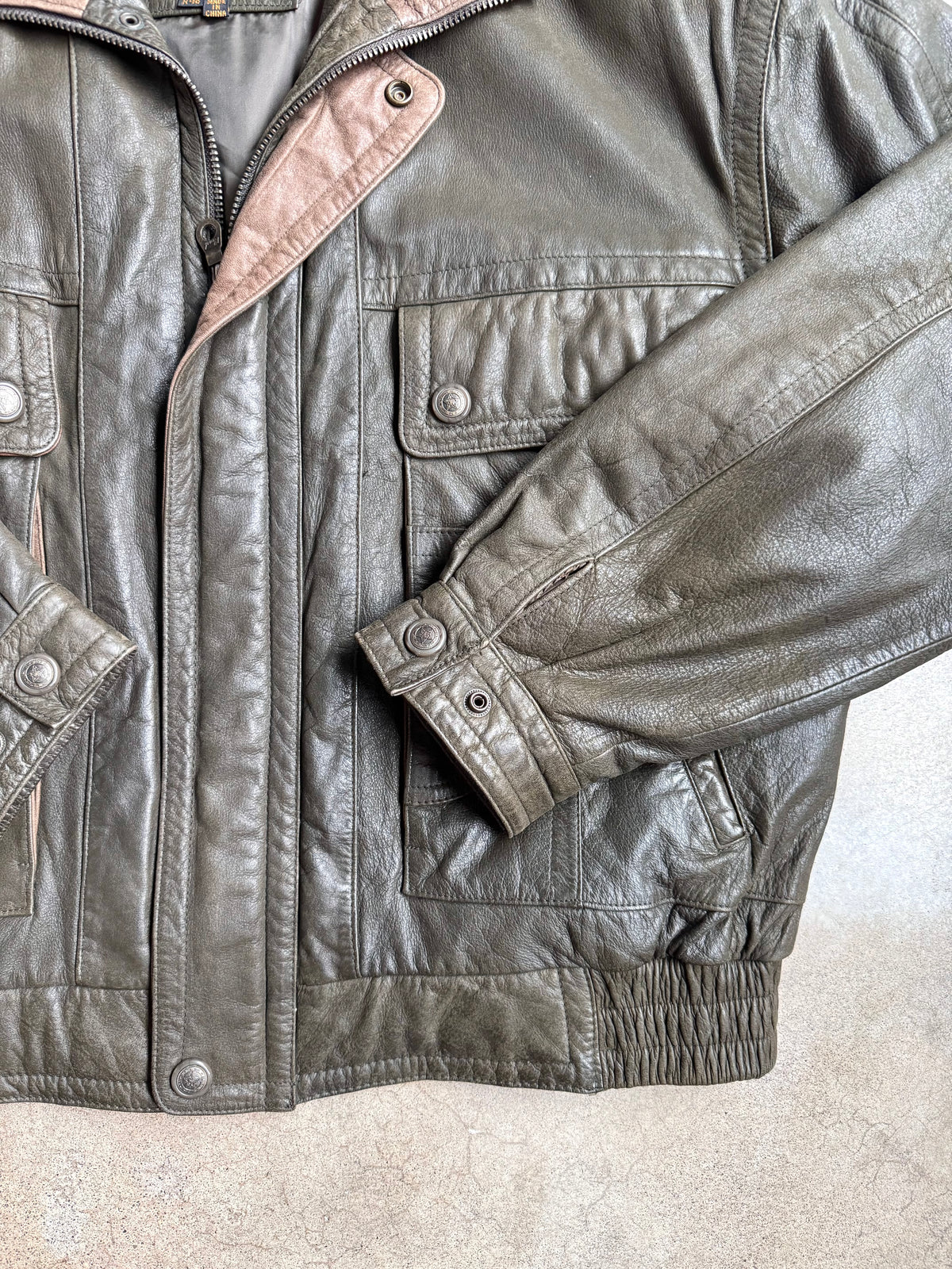 Vintage 1980s Reed Sportswear Brown Leather Zip-Up Jacket | 48R