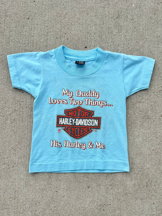 Vintage 1980s Kids’ Harley Davidson Blue Graphic Tee | Toddler (2-4)