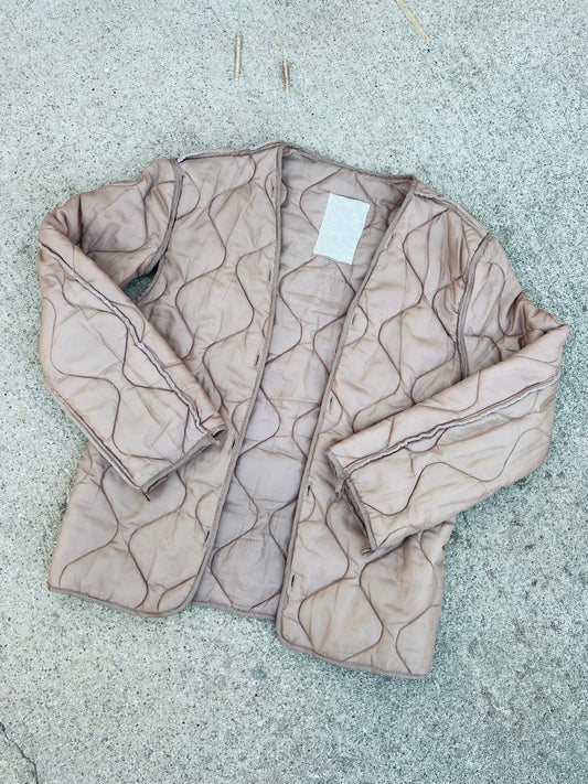 Vintage 1960s/70s Brown Quilted Jacket Liner