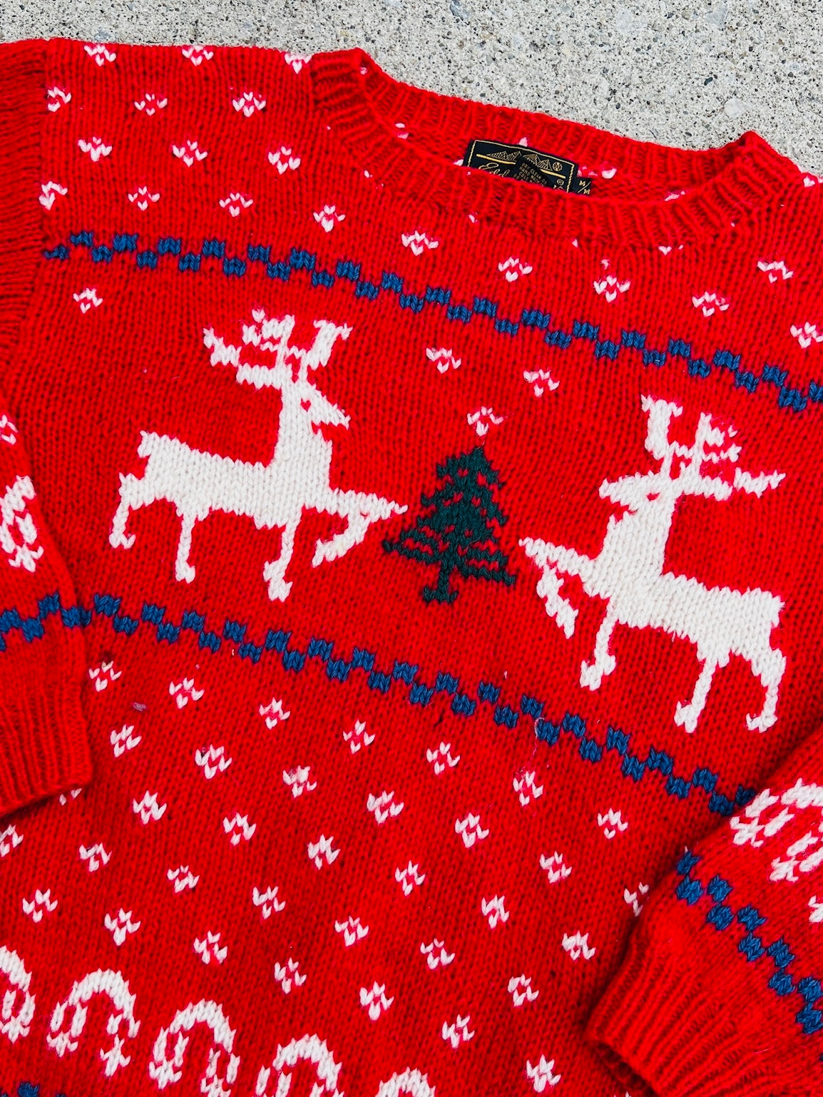 Vintage Eddie Bauer Holiday Pattern Red Wool Sweater | Medium