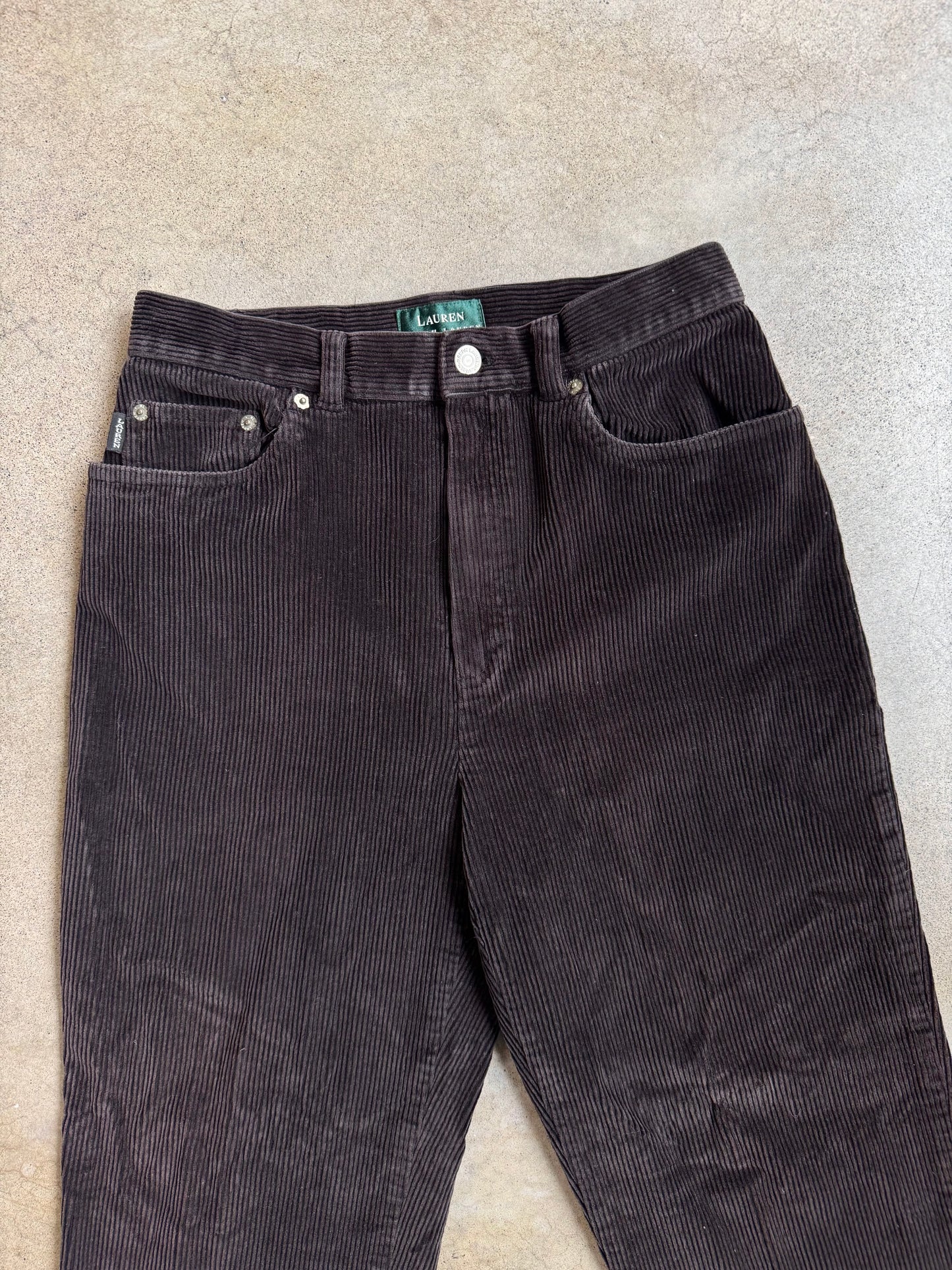 Vintage 1990s Lauren Ralph Lauren Dark Brown Corduroy Pants | Waist 28”