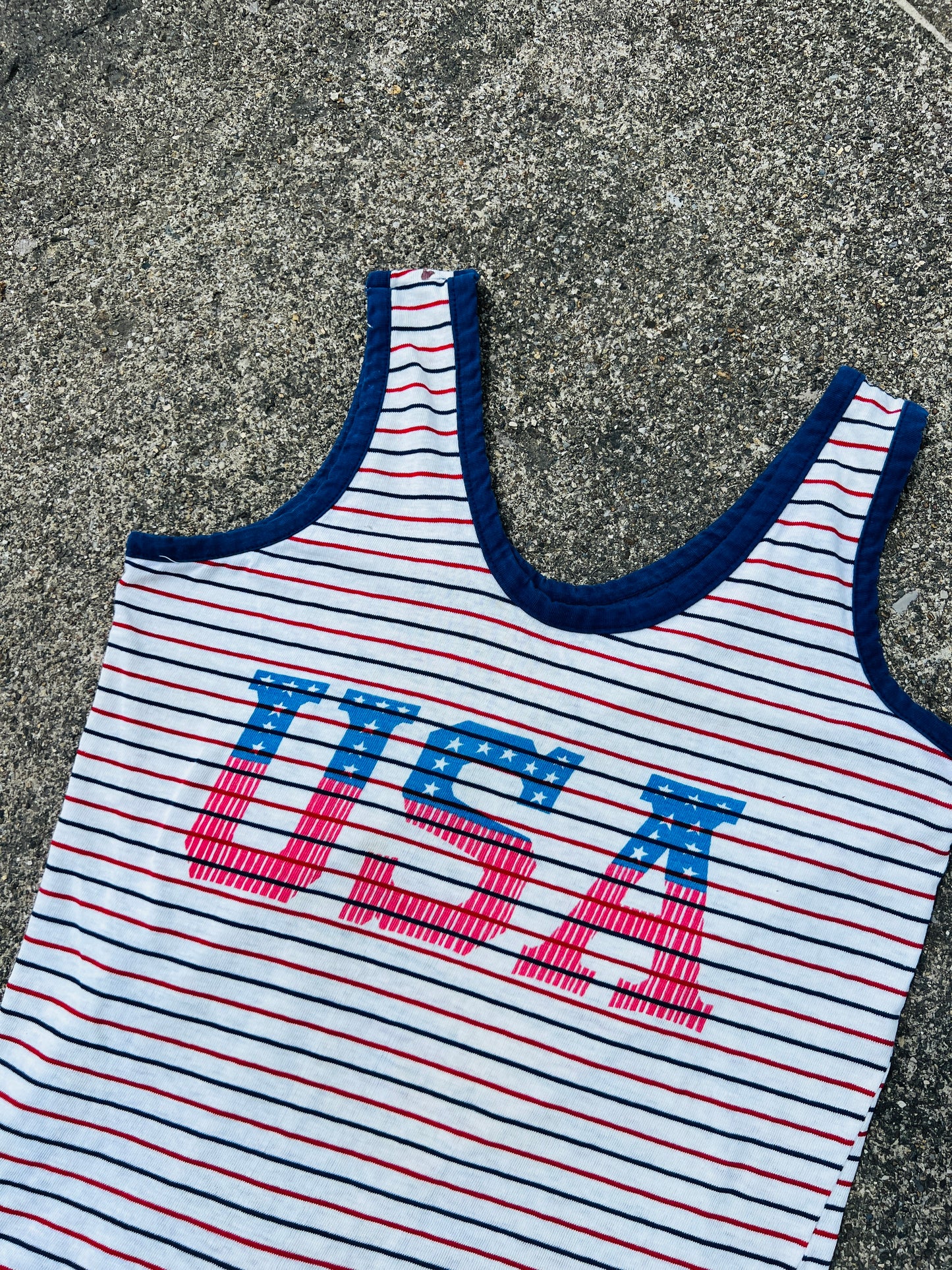 Vintage 1970s Striped USA Tank Top