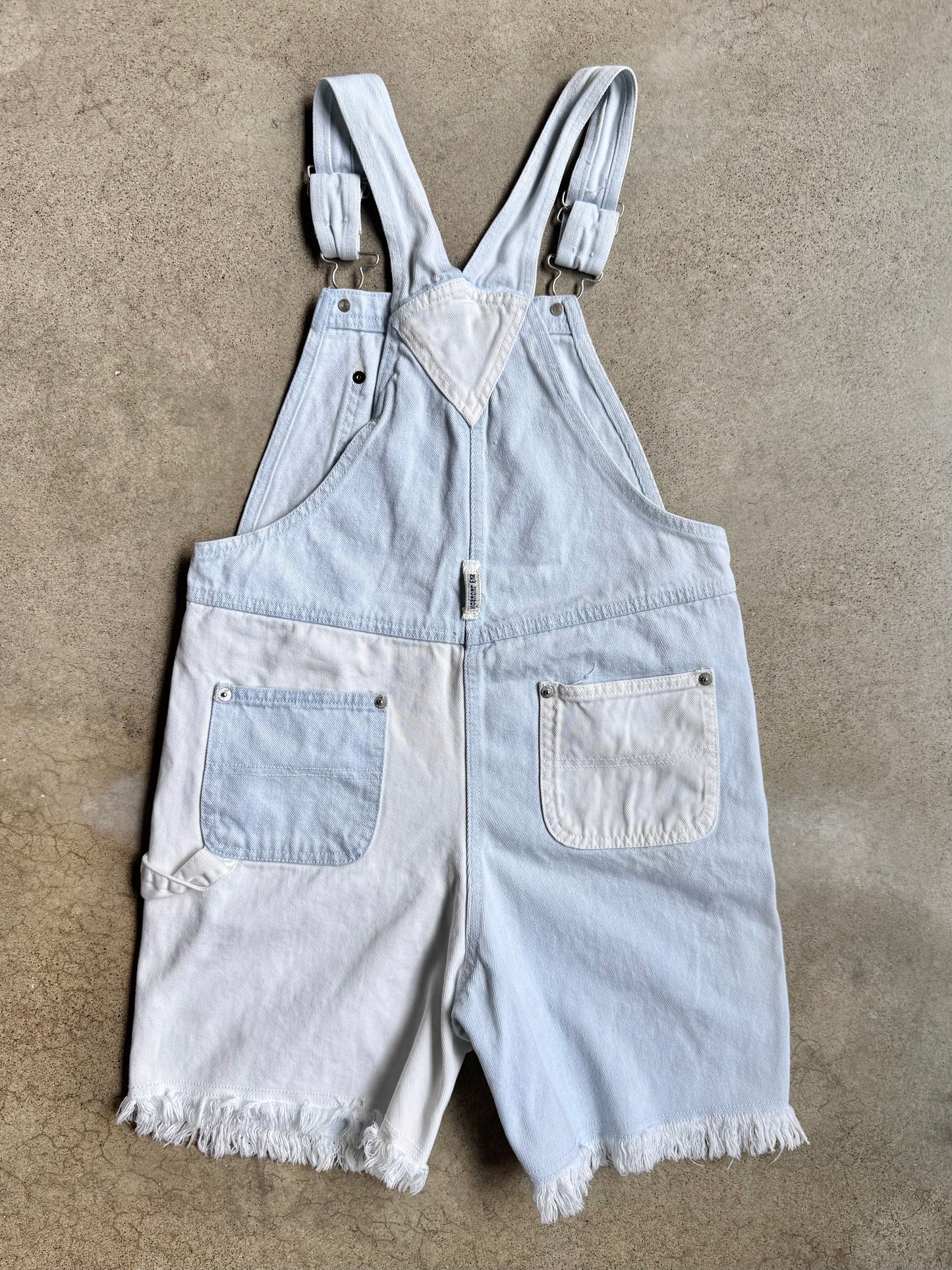 Vintage 1980s New Legends Color Block Denim Overall Shorts | Youth L