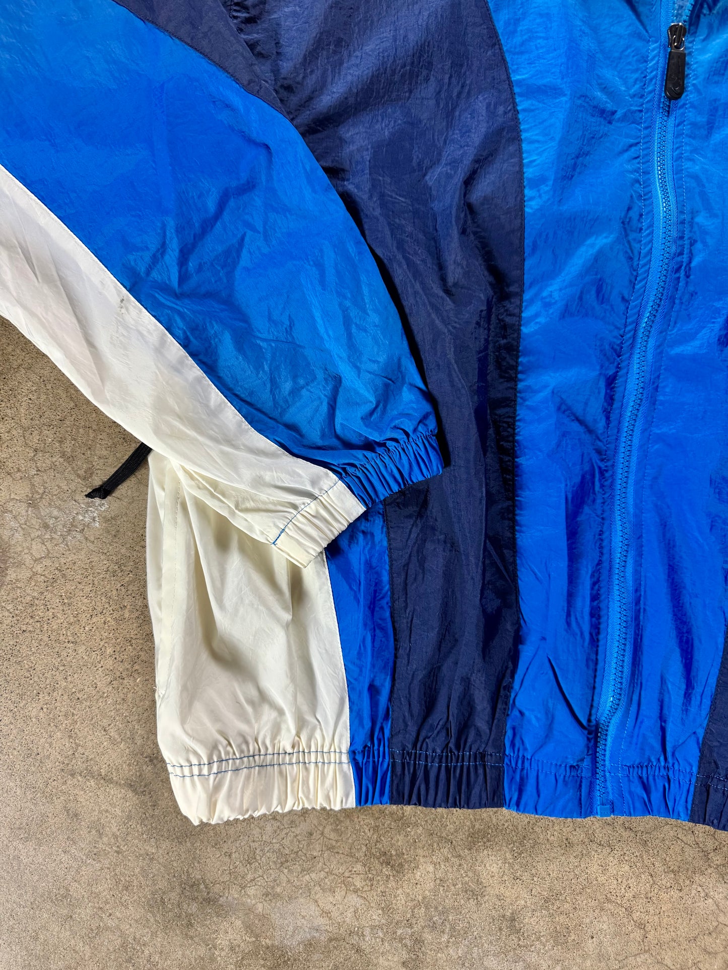 Vintage 1990s Nike Blue Color Block Zip-Up Windbreaker Jacket | XL