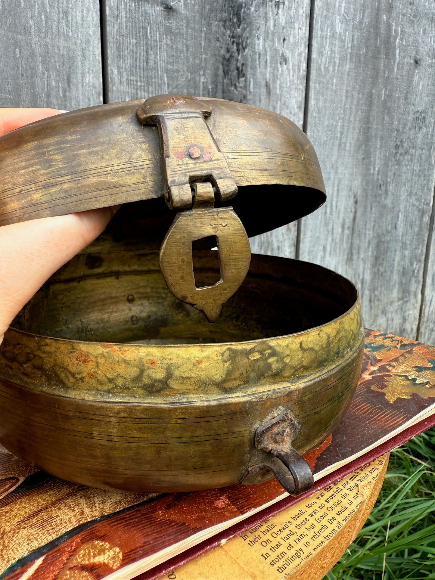 Antique Style Solid Brass Indian Chapati Round Box