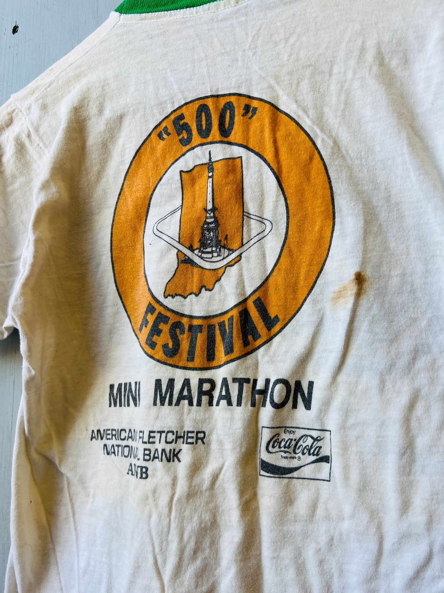 Vintage 1970’s Indy Marathon 500 Festival Two-Sided Graphic T-Shirt