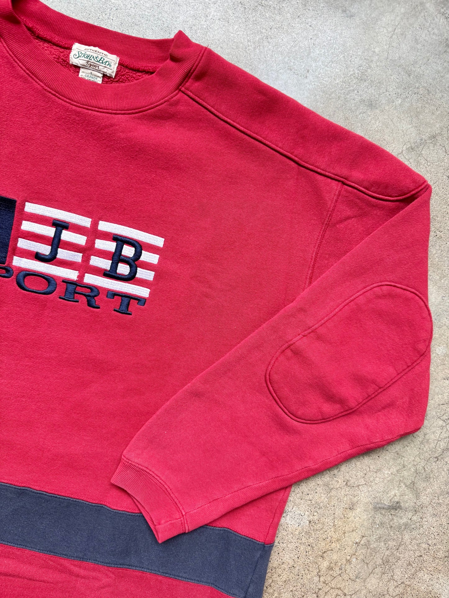 Vintage 1990s St. John’s Bay Sport Embroidered Red Crewneck Sweatshirt | Large
