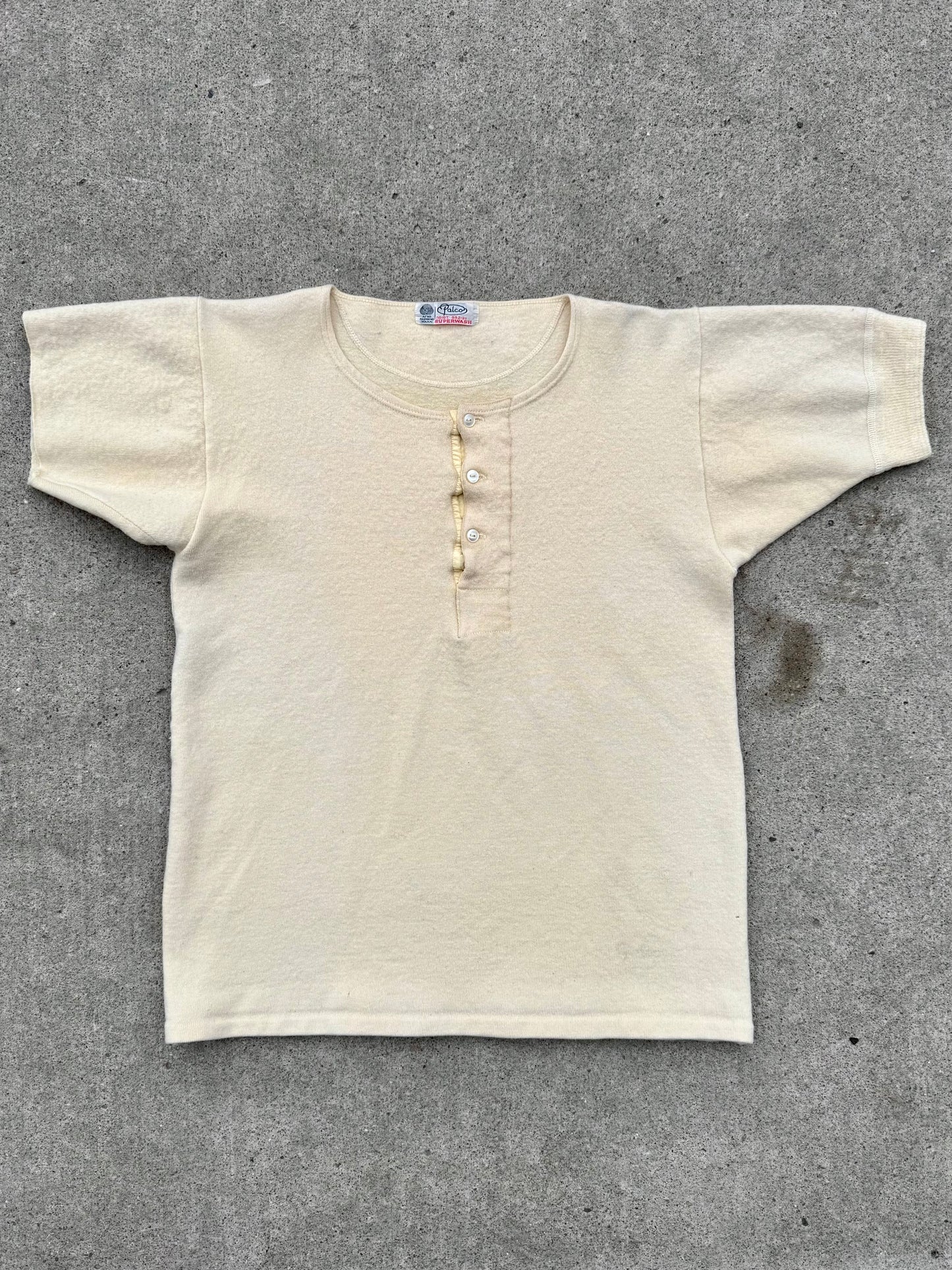 Vintage 1960s/70s Palco Cream Wool Henley Tee | M/L