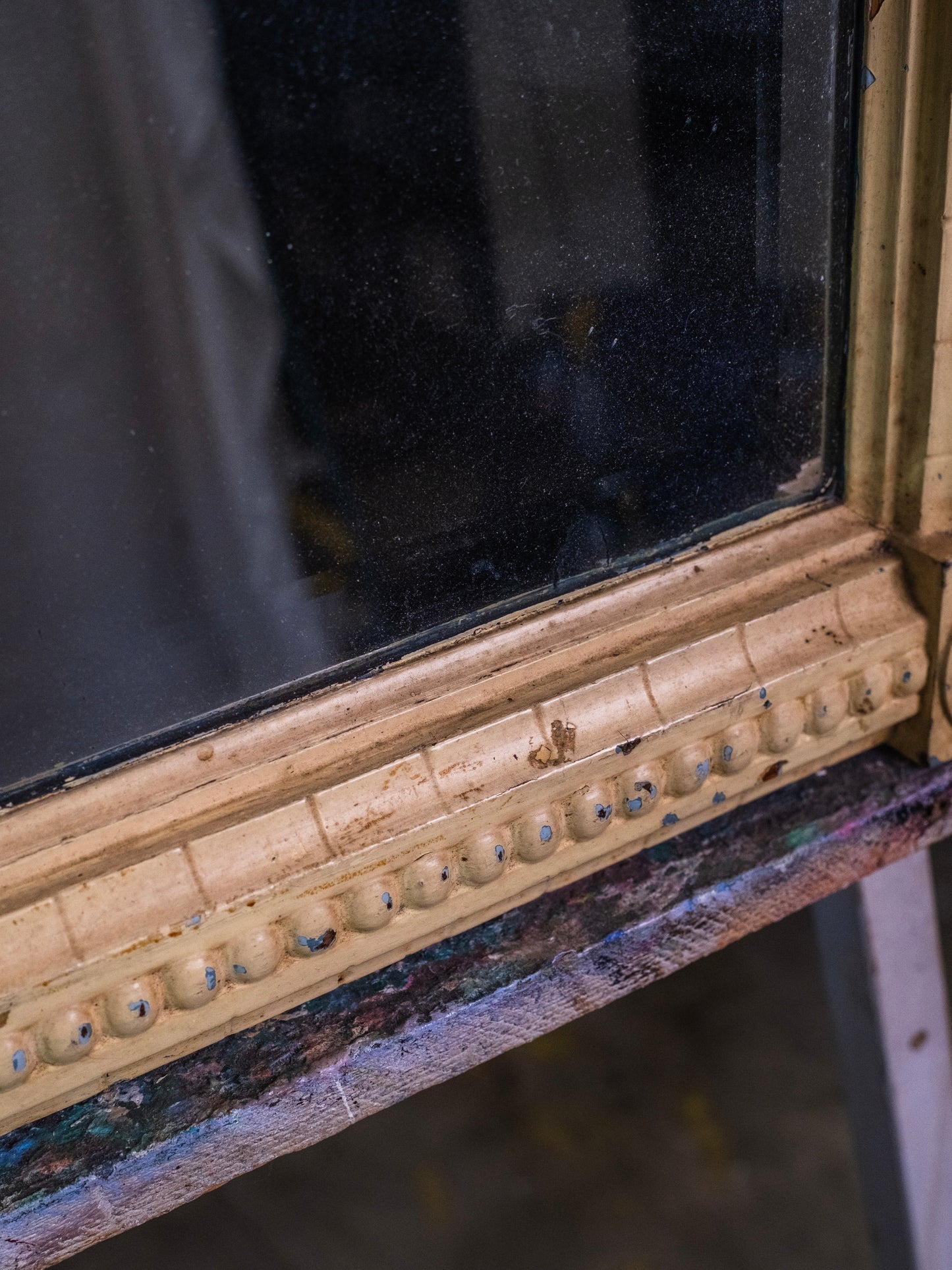 Antique 1900s Victorian Molding Beveled Glass Mirror