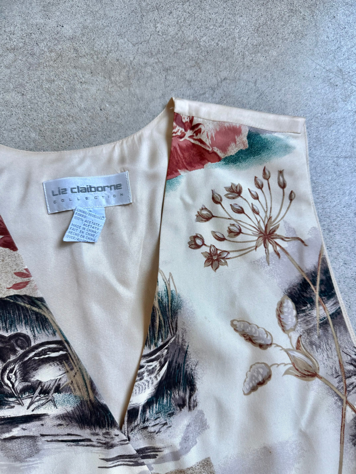 Vintage 1990s Liz Claiborne Hunting Dogs Silk Waistcoat Vest | Large