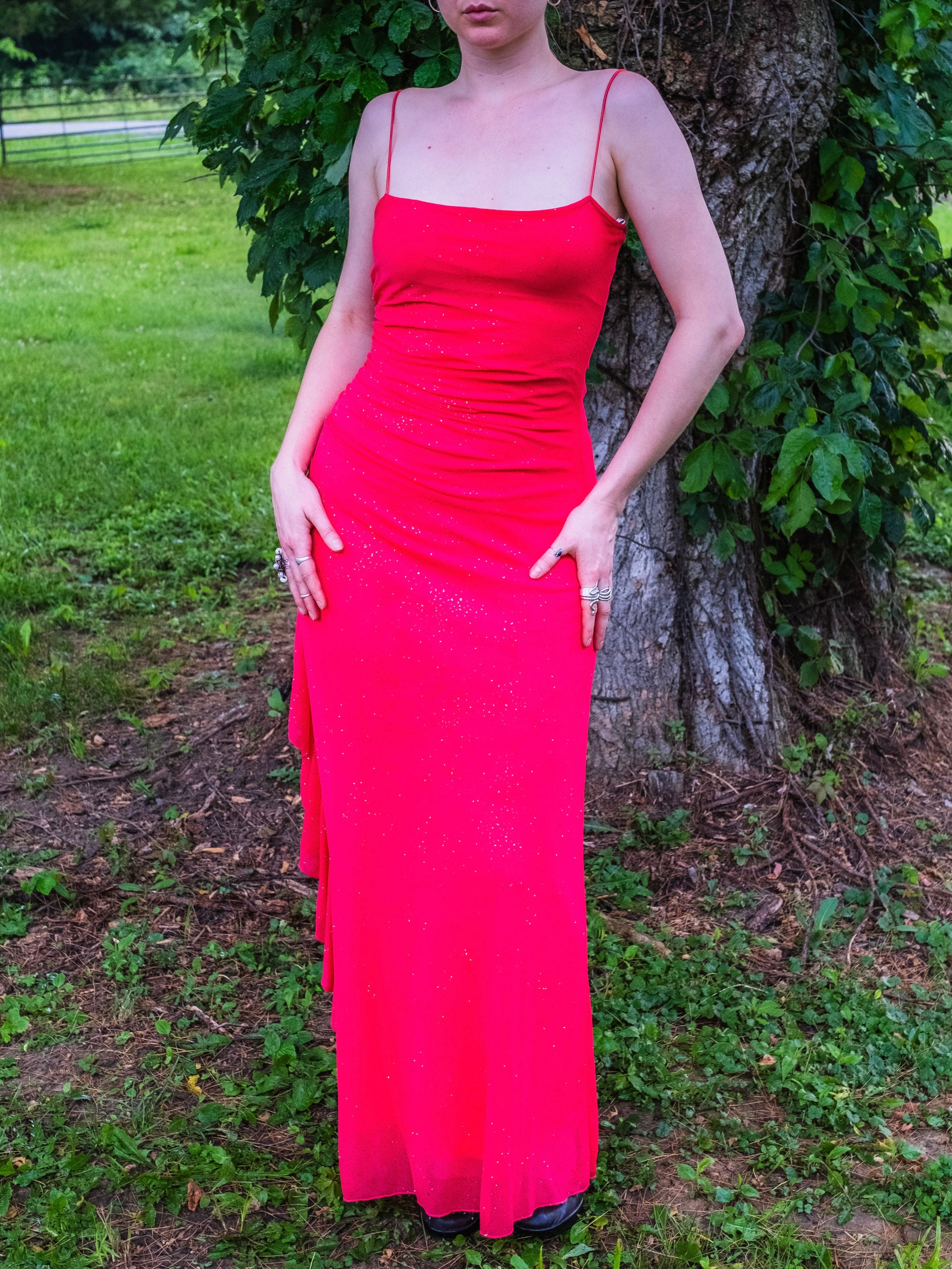 Vintage 1990s City Triangles Pink Sparkle Ruched Full-Length Formal Dr – The Atomic Shop