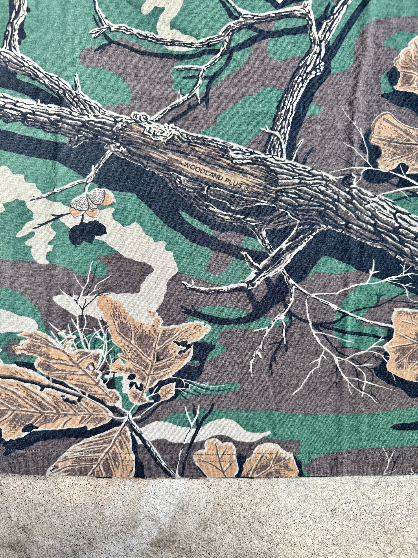 Vintage 1980s Woodland Plus Camo Tee | XL