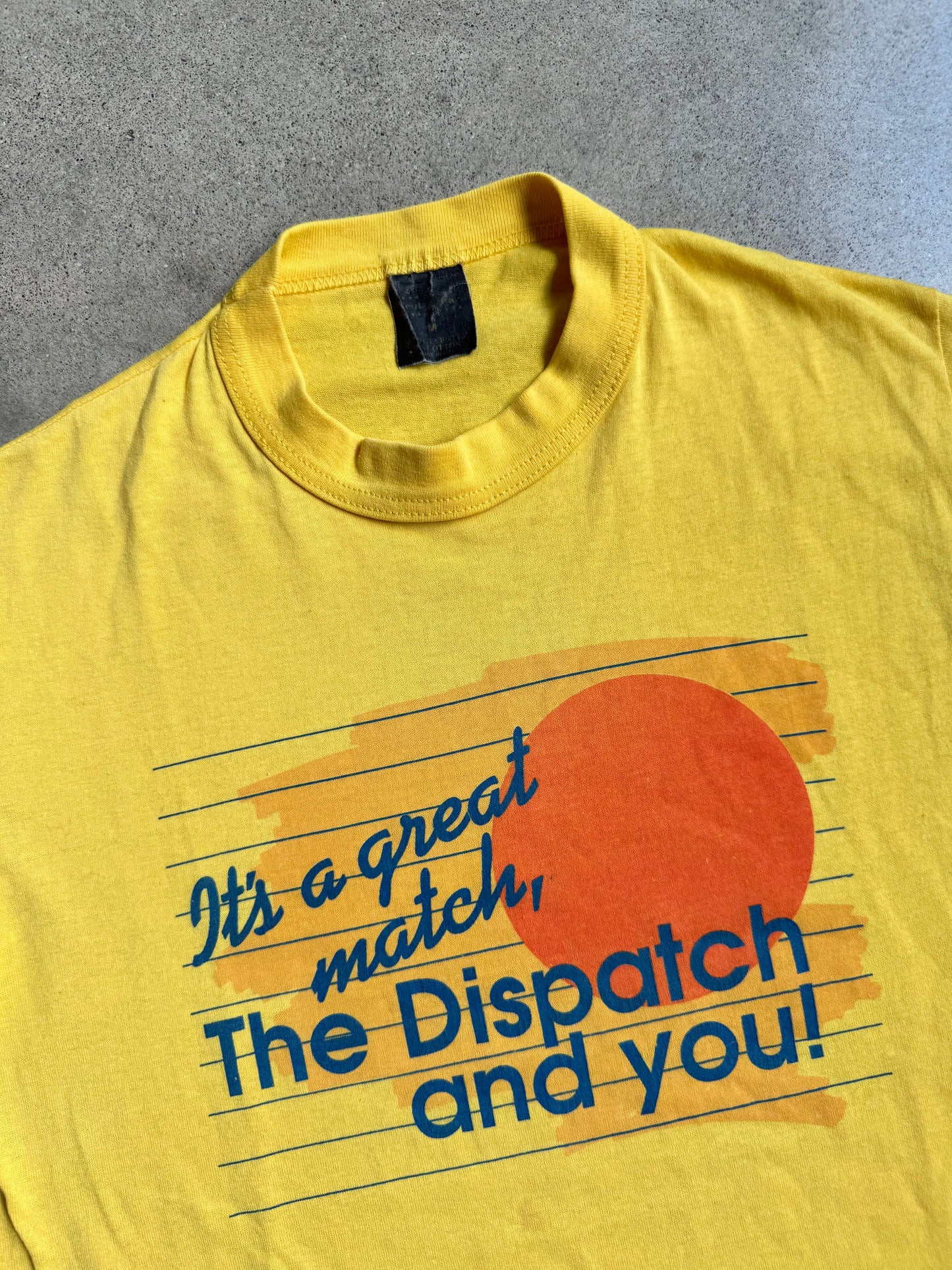 Vintage 1980s Yellow Columbus Dispatch Graphic Tee | Medium