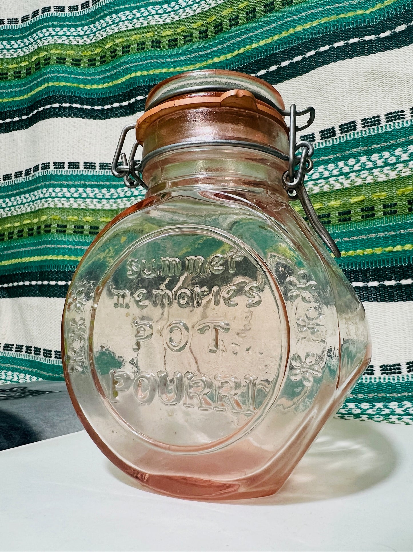 Vintage Crownford Pink Glass Potpourri Canister