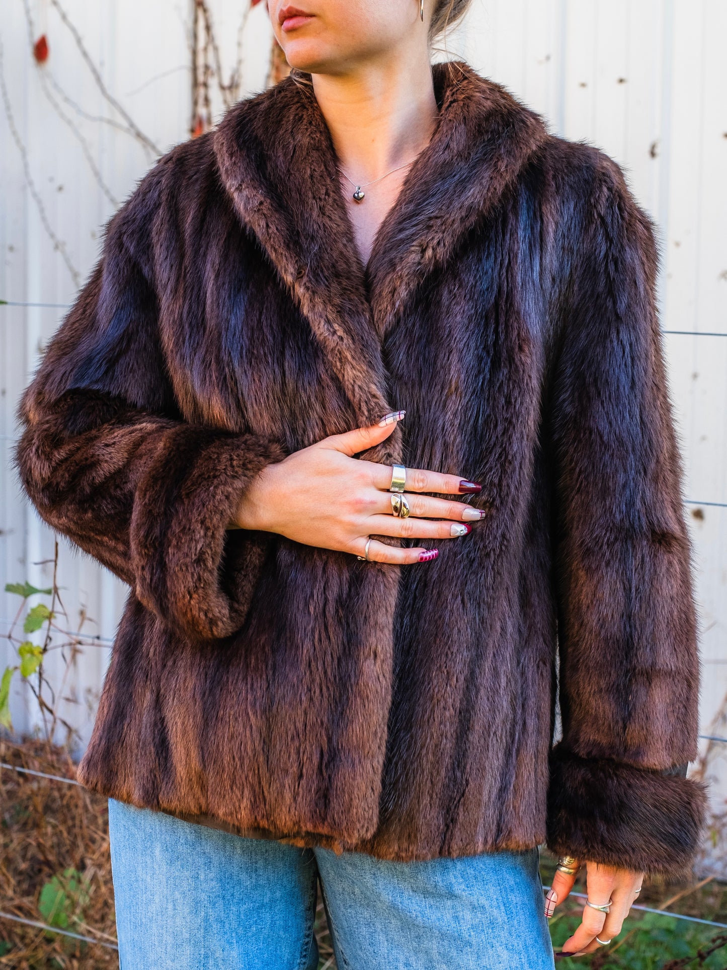 Vintage 1940s Roark Furs Brown Mink Fur Short Coat | Medium