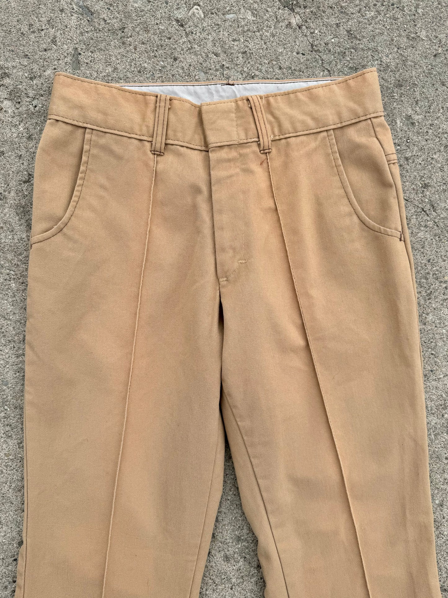 Vintage 1970s Sears Khaki Mid-Rise Bell Bottom Trousers | Waist 29”