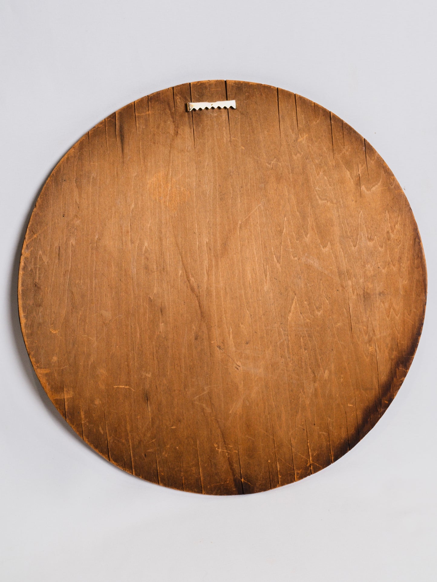 Antique 1900s Art Nouveau Round Flemish Wood Pyrography Woman Portrait Wall Art