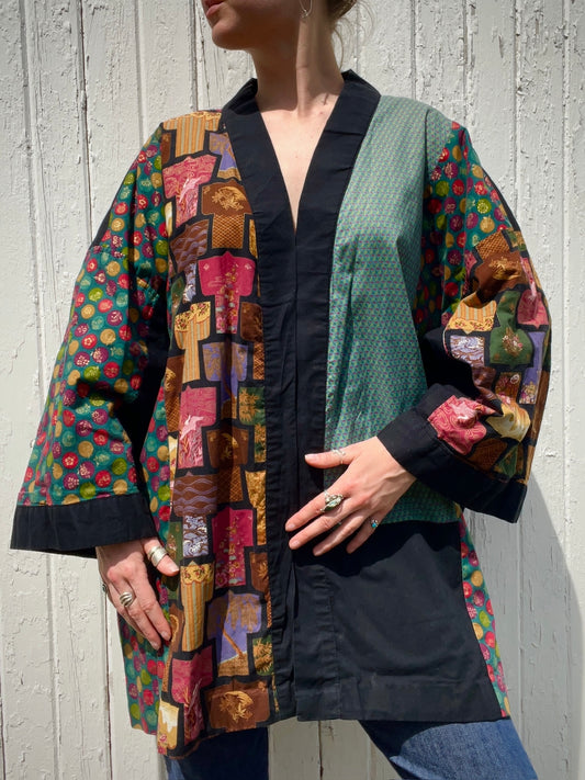 Vintage Handmade Patchwork Kimono Jacket | XXL